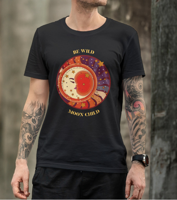 Be Wild Moon Child Celestial Starry Cosmic Face T-Shirt