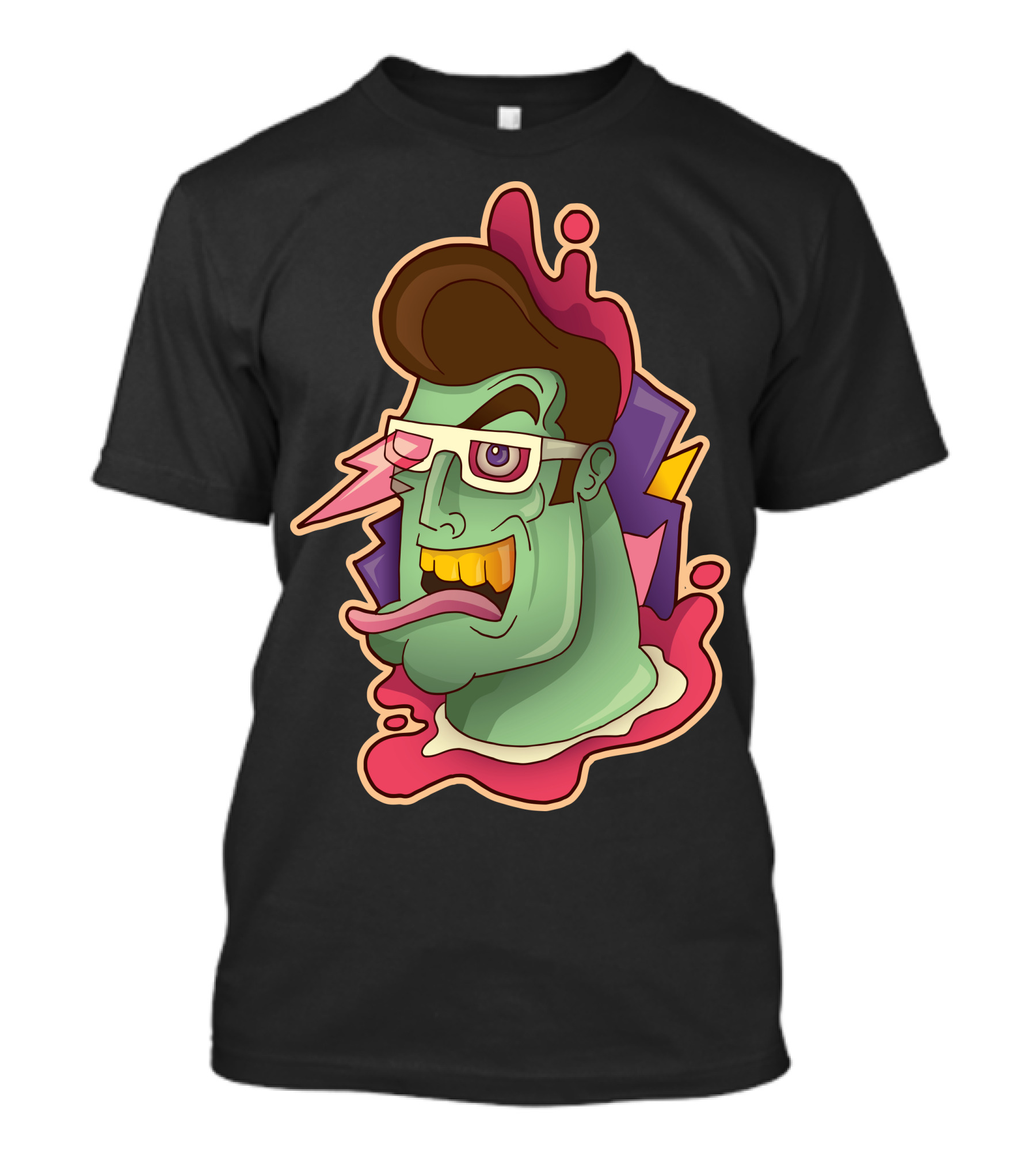 Cartoon Zombie Character With Glasses And Quiff Hair T-Shirt
