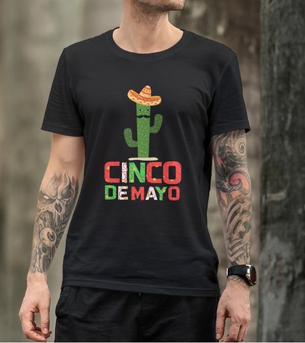 Cinco De Mayo Cactus Sombrero Mustache T-Shirt