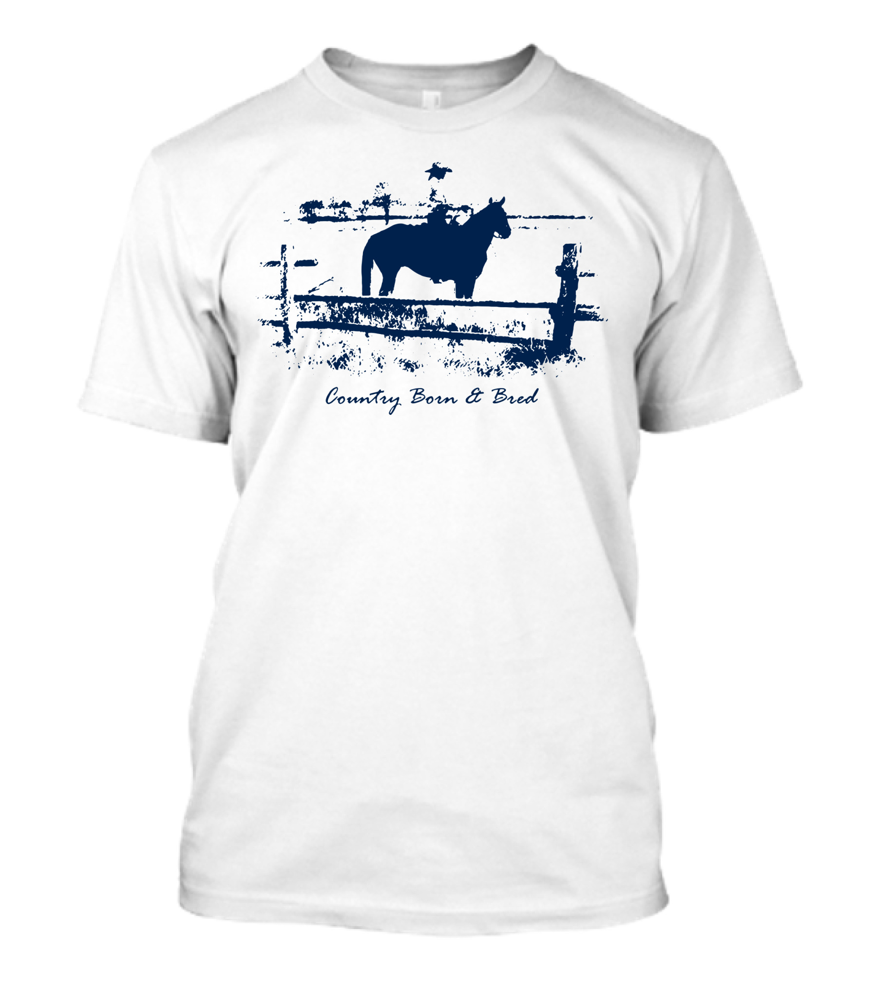 Cowboy On Horse Country Born Bred T-Shirt