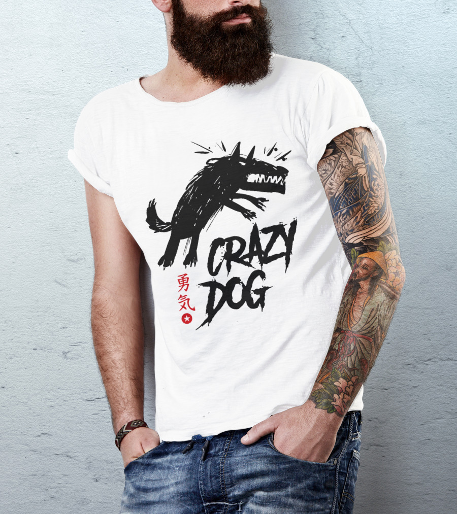 CRAZY DOG Mad Courage Kanji Star Energetic Attack T-Shirt