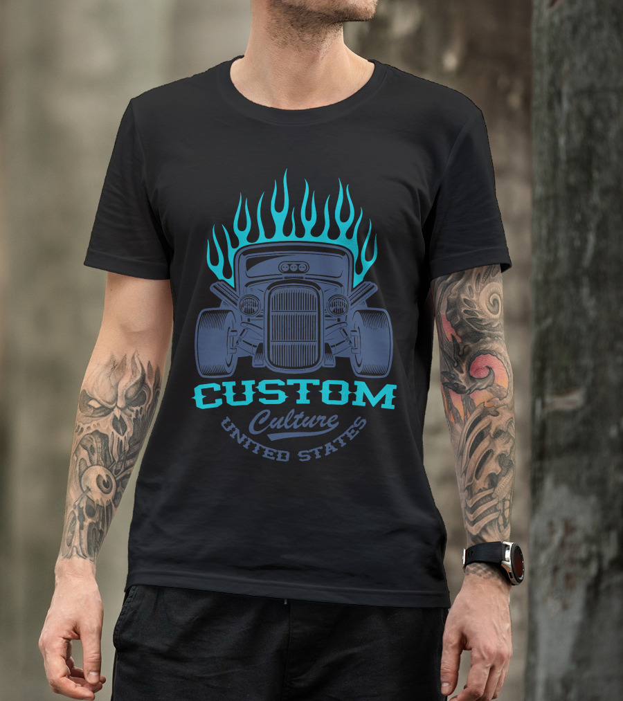 Custom Culture United States Car Flame T-Shirt