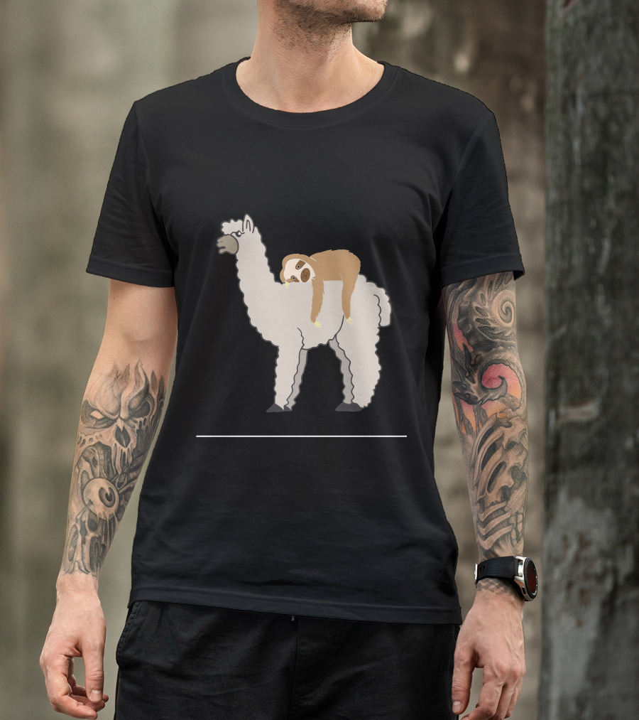 Cute Funny Sleepy Sloth Llama Nap Duo T-Shirt
