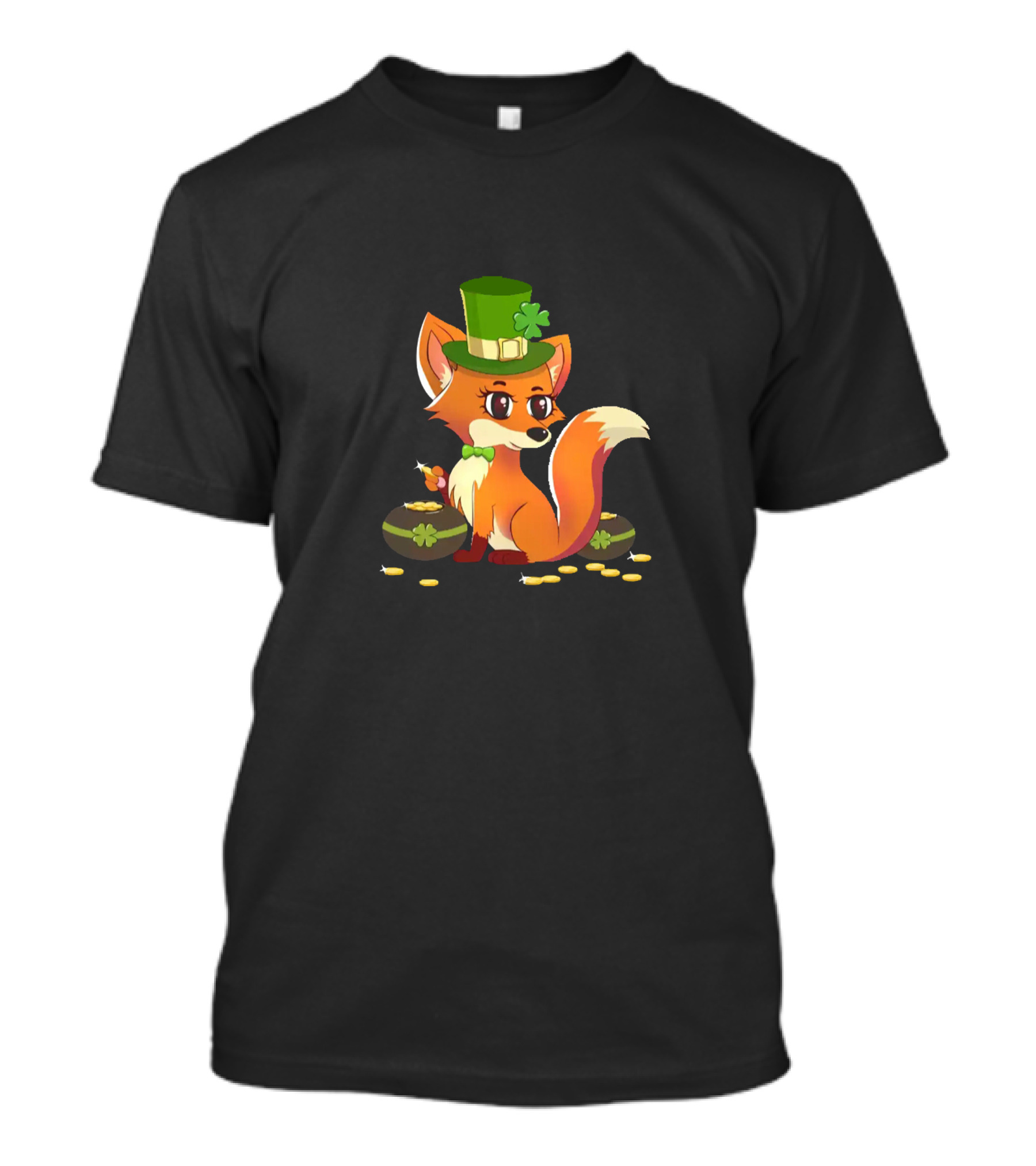 Lucky Fox With Green Top Hat And Gold Coins T-Shirt