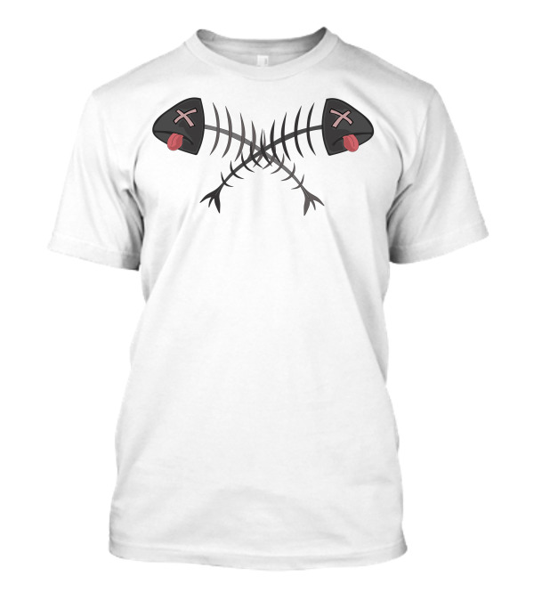 Dead Fishbone Crossed Skeletons With X Eyes And Tongue Out T-Shirt