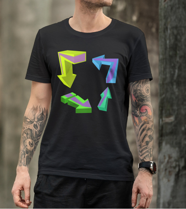 Direction Arrows Multicolored 3D Geometric T-Shirt