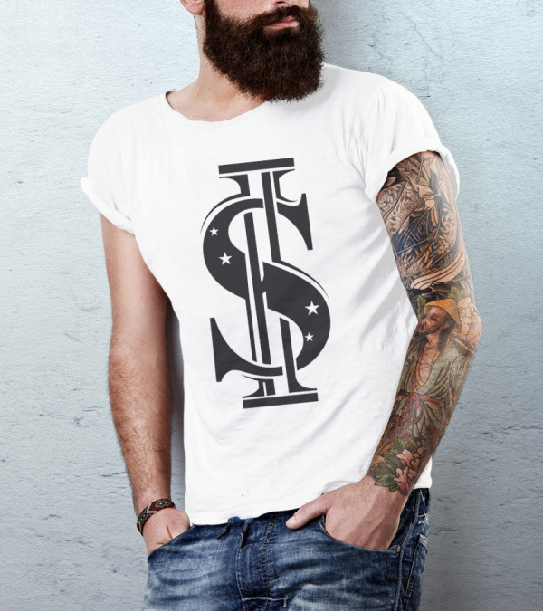 Dollar Sign Overlapping Stars T-Shirt