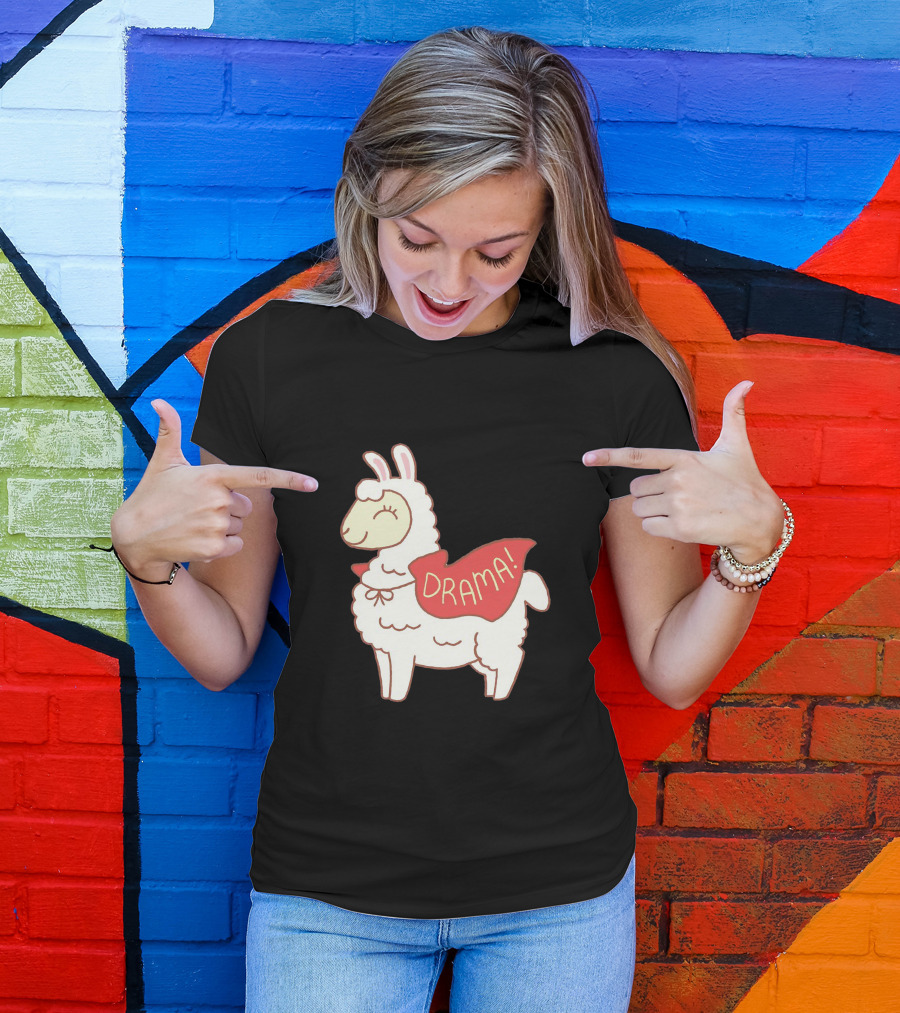 Drama Llama Red Cape Illustration Cute Cartoon Llama T-Shirt