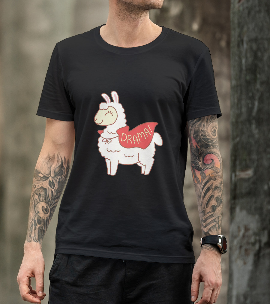 Drama Llama Red Cape Illustration Cute Cartoon Llama T-Shirt