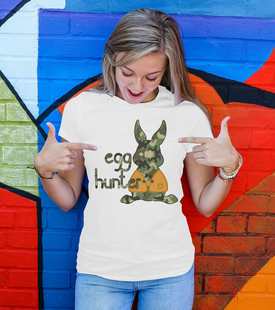 Egg Hunter Camouflage Bunny With Eggs T-Shirt