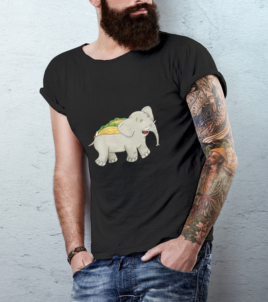 Elephant With Taco And Musical Notes T-Shirt
