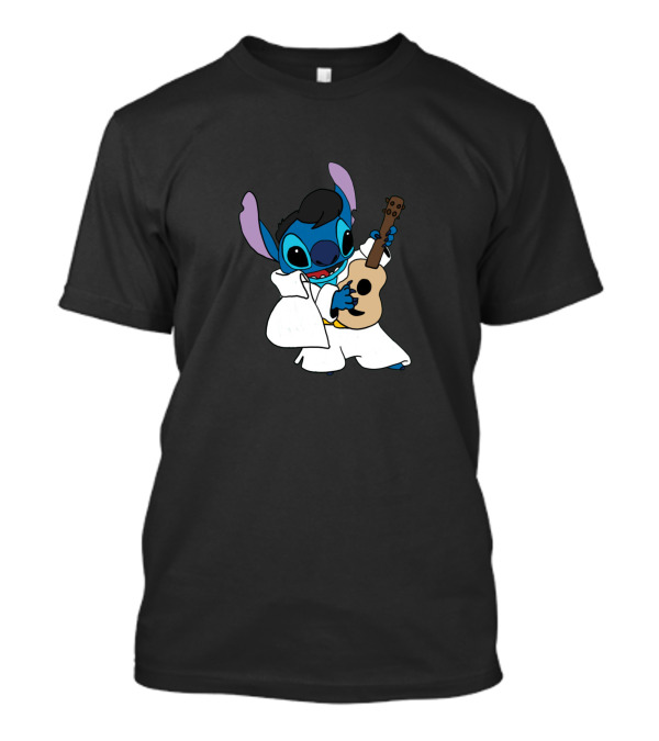 Elvis Stitch Playing Guitar In White Suit T-Shirt
