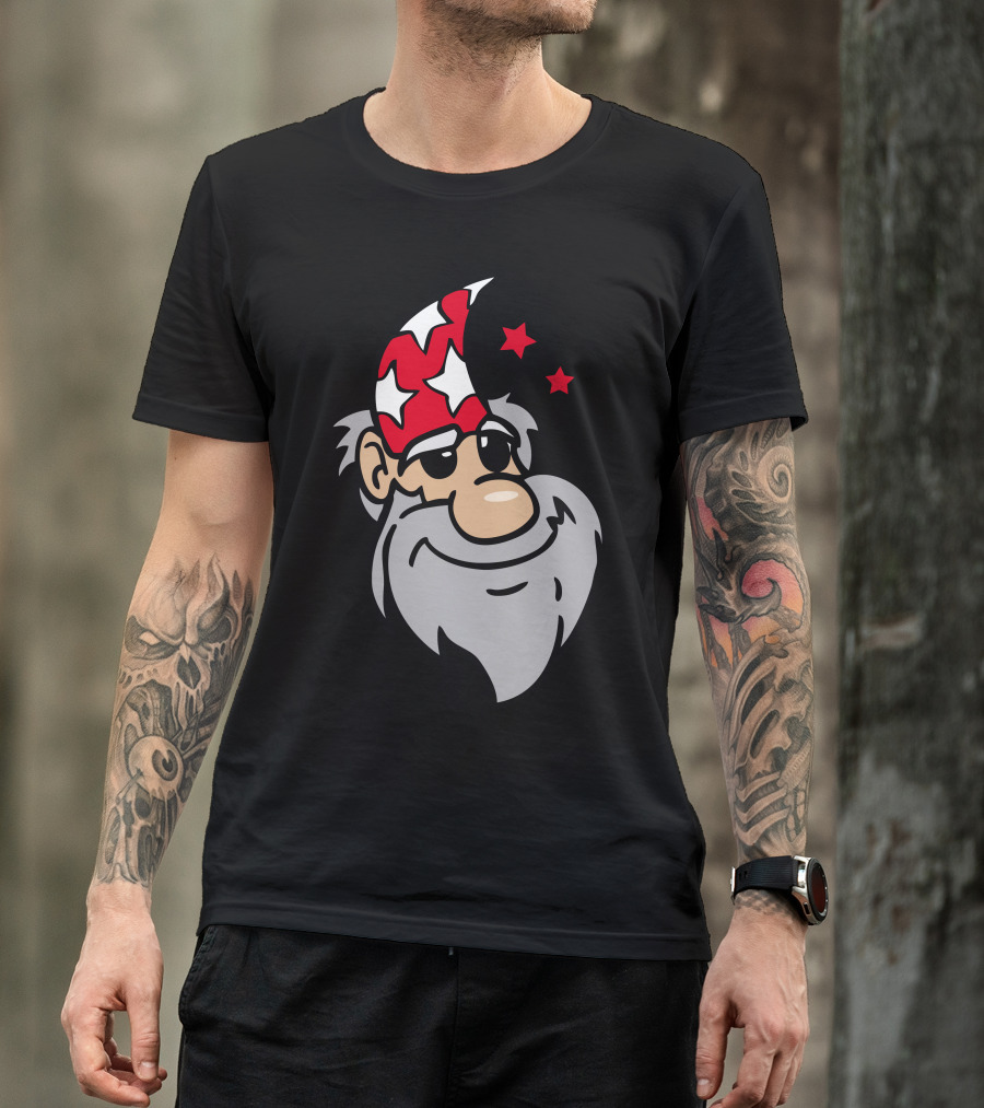 Funny Santa Beard Starry Night Wizard Hat T-Shirt
