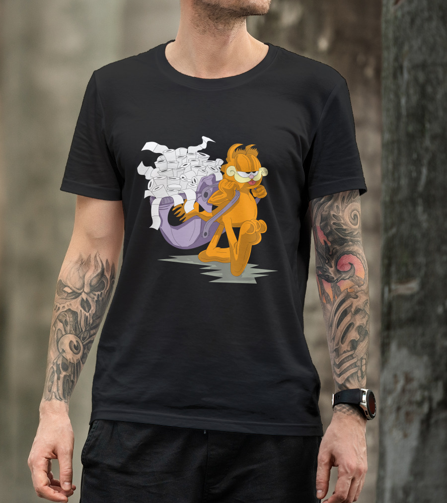 Garfield Laden With Toilet Paper Roll Riches T-Shirt