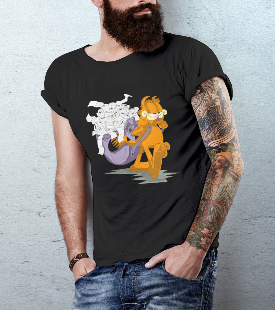Garfield Laden With Toilet Paper Roll Riches T-Shirt