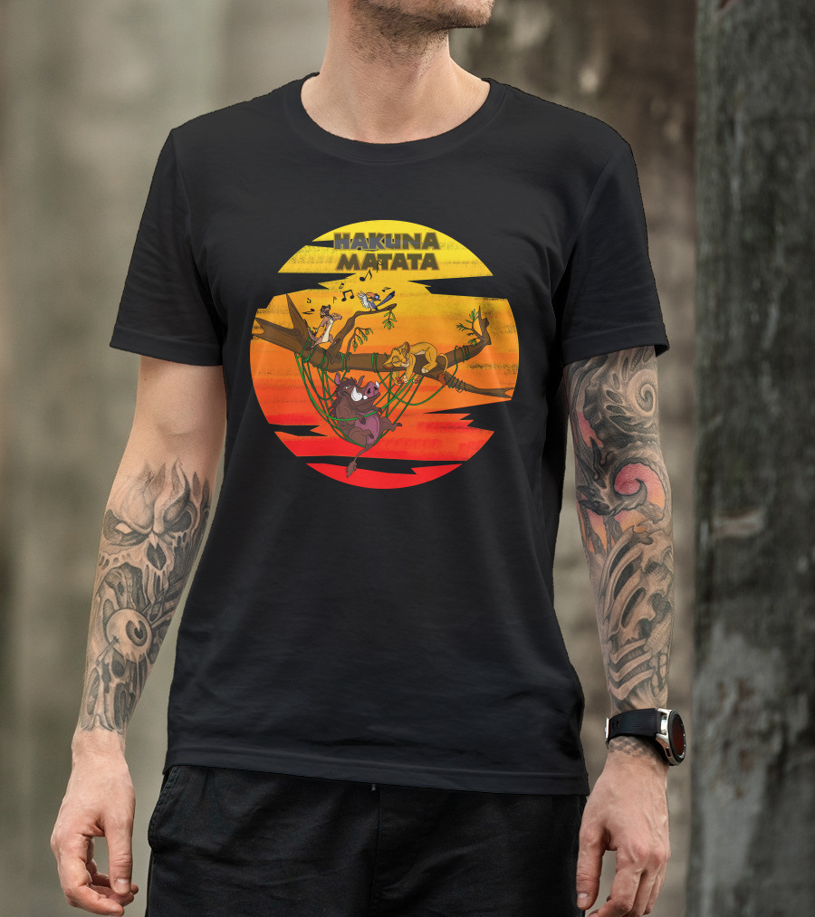 Hakuna Matata Sunset Adventure With Timon Pumbaa Simba Zazu T-Shirt