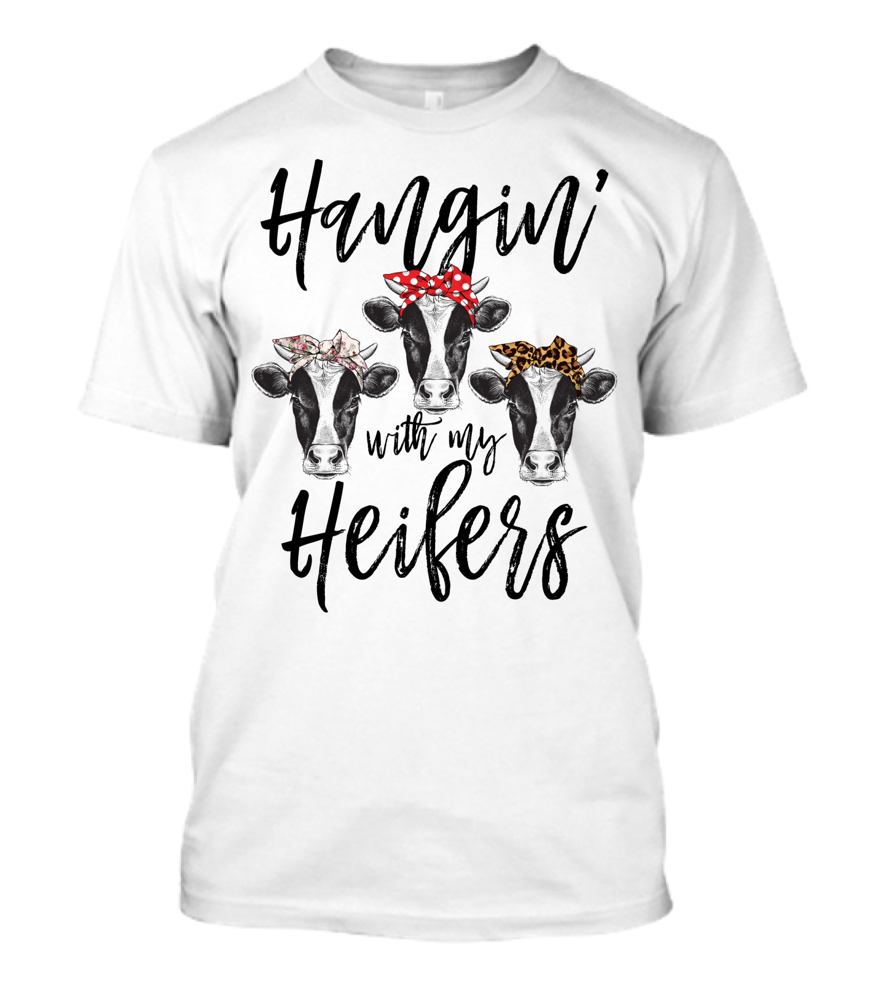 Hangin' With My Heifers Polka Dot Floral Leopard Bandanas T-Shirt