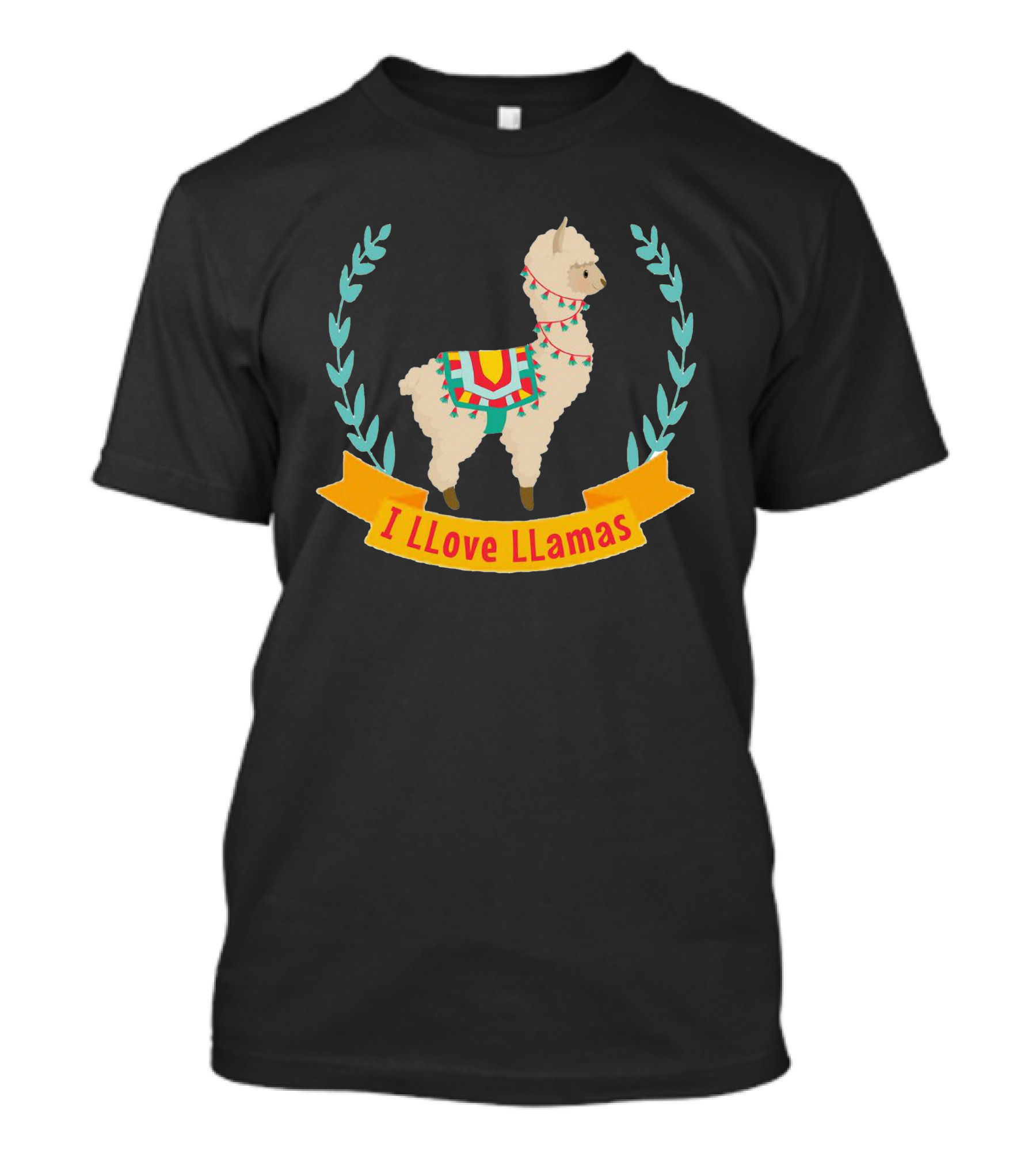 I Llove Llamas Cute Llama Wreath And Blanket Decorated Animal T-Shirt