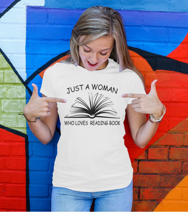 Just A Woman Who Loves Reading Book Open Sketch T-Shirt