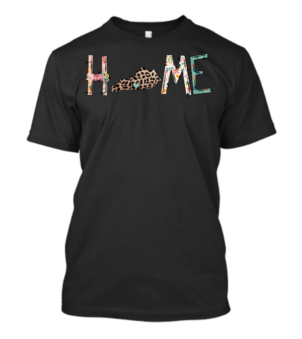 Home Kentucky Leopard Floral Heart T-Shirt