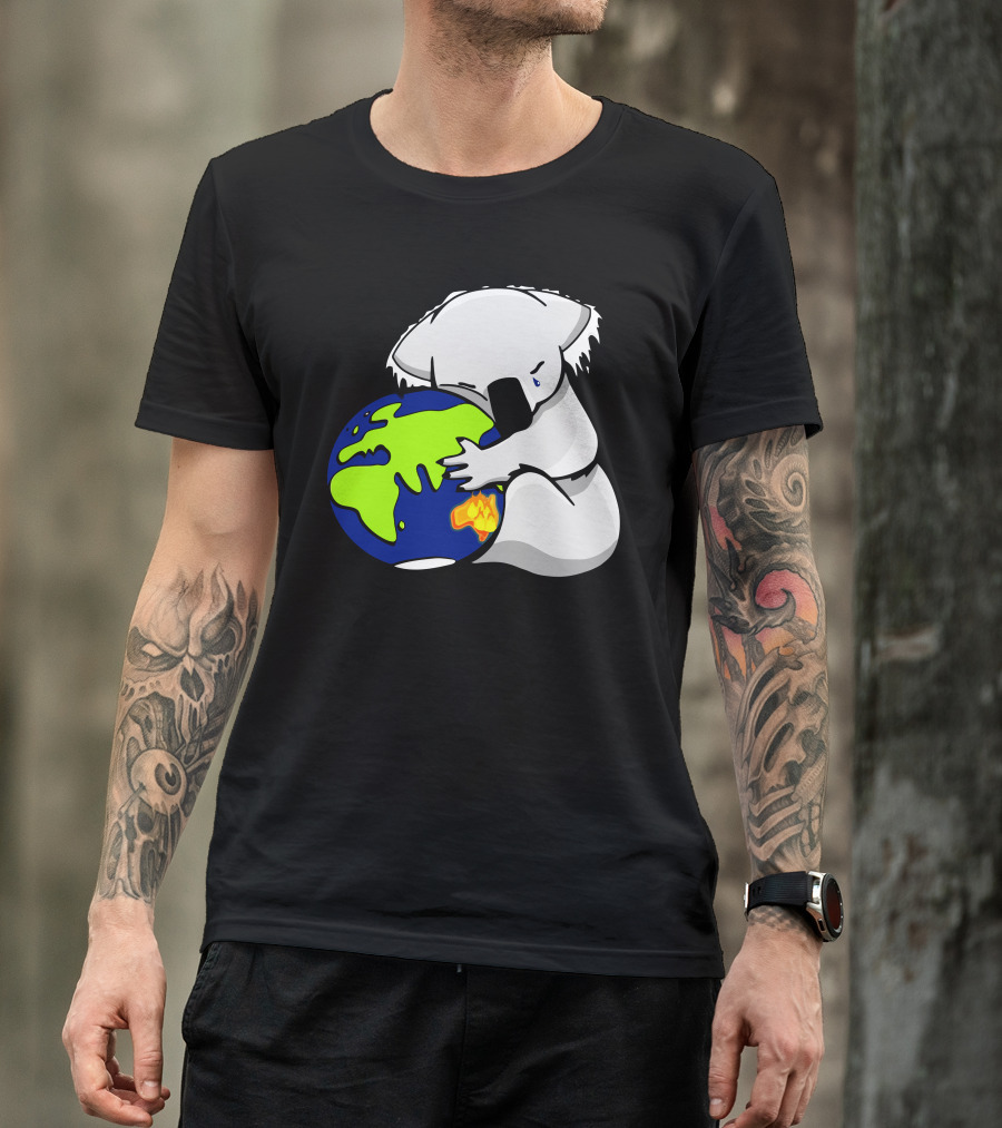 Koala Hugs The Earth Australian Bush Fire Relief Dopeyart Earth Crying Iconic T-Shirt