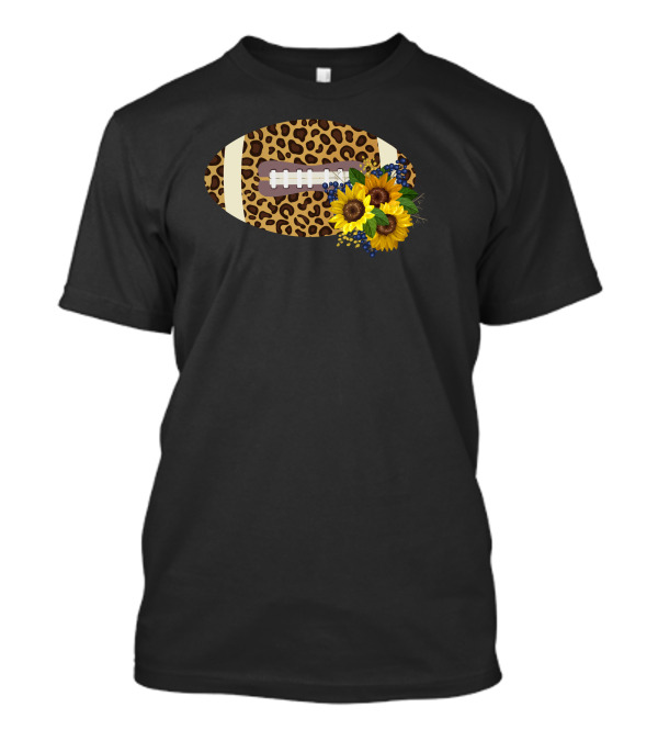 Leopard Print Football Sunflowers Bouquet T-Shirt