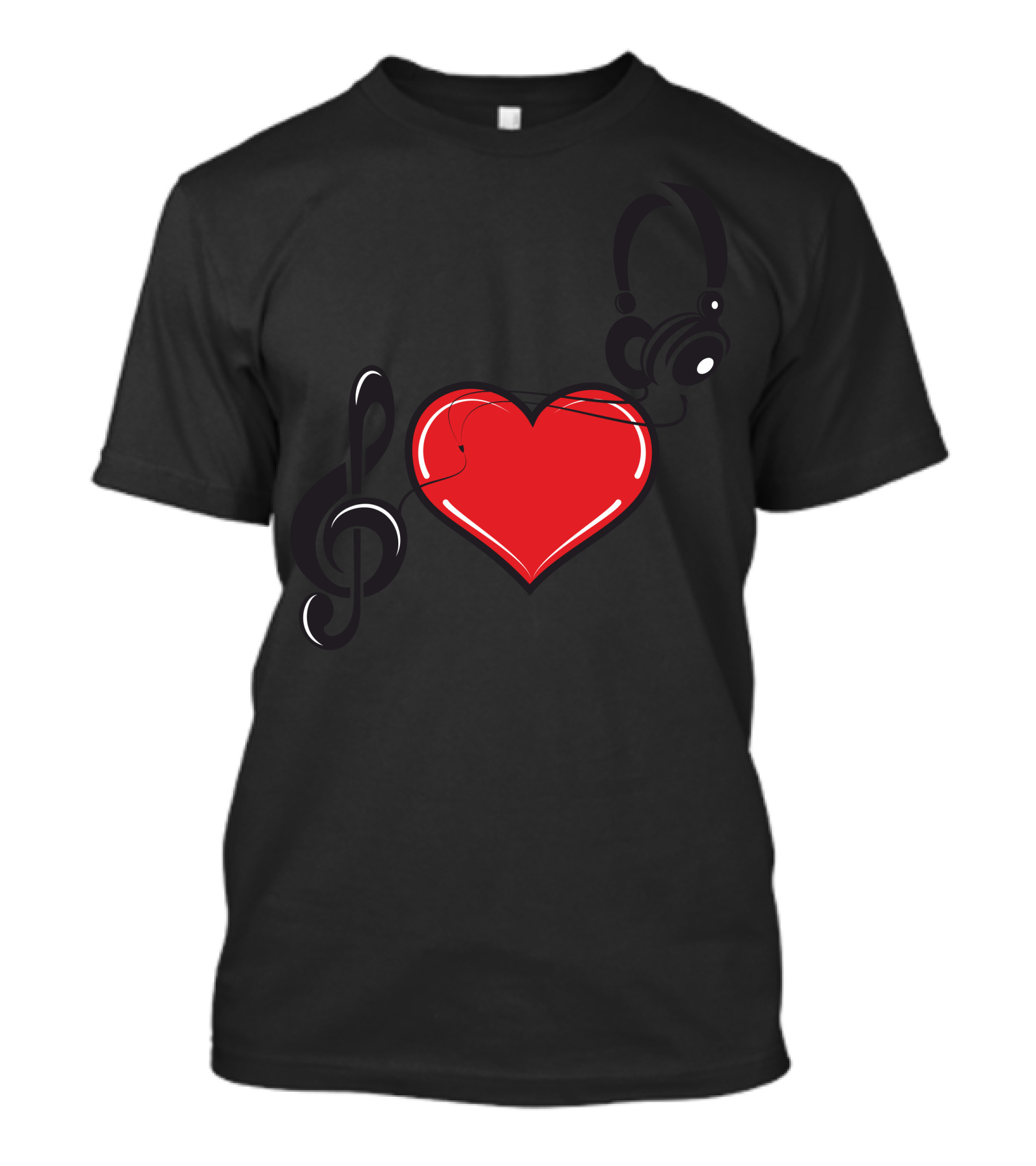 Love Music Heart Headphones Treble Clef T-Shirt