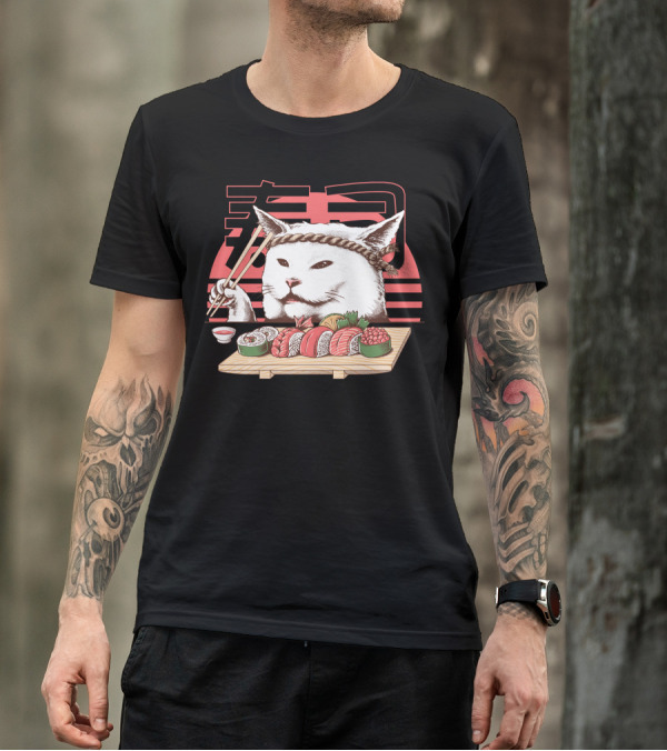 Master Chef Sushi Cat With Chopsticks And Sushi Platter T-Shirt