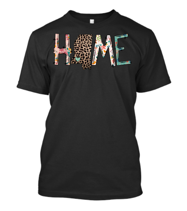 Mississippi Home Leopard Floral Pattern Heart T-Shirt
