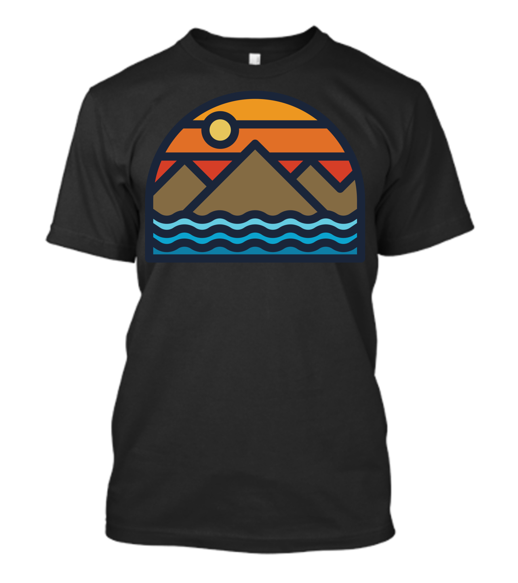 Mountain And Sea Sunset Waves Horizon T-Shirt