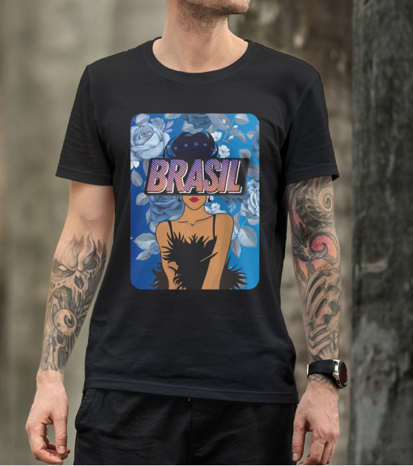 Mulher Roqueira Brasil Blue Roses Fashion T-Shirt