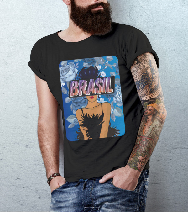 Mulher Roqueira Brasil Blue Roses Fashion T-Shirt