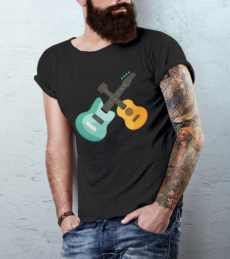 Music Of Guitar Electric And Acoustic Crossing T-Shirt