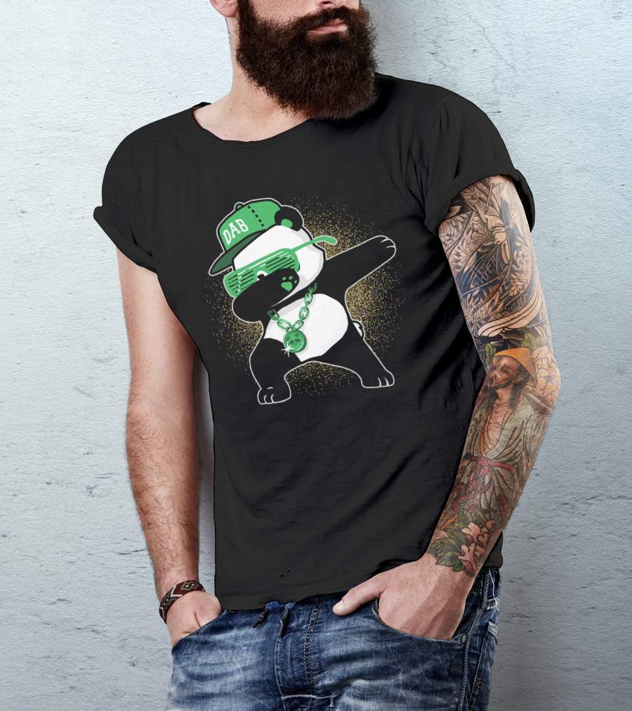 Panda Dab Green Glasses Hat Life T-Shirt
