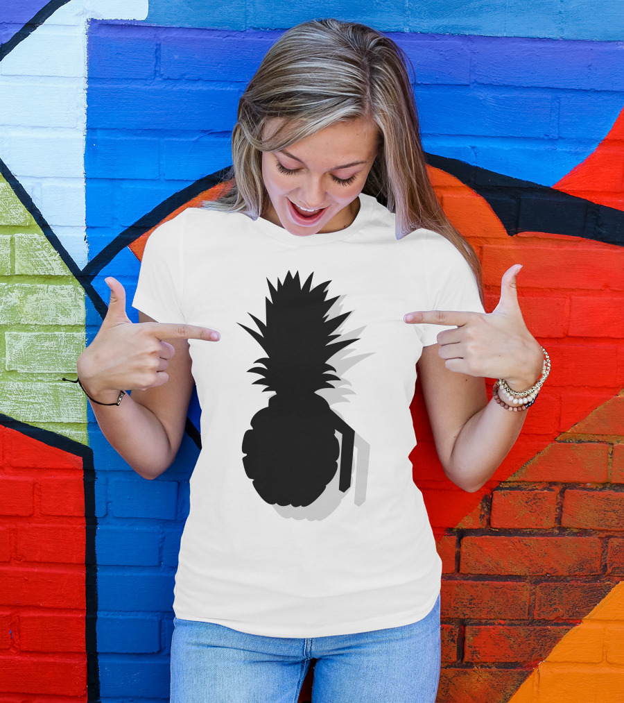 Pineapple Grenade Silhouette Black T-Shirt