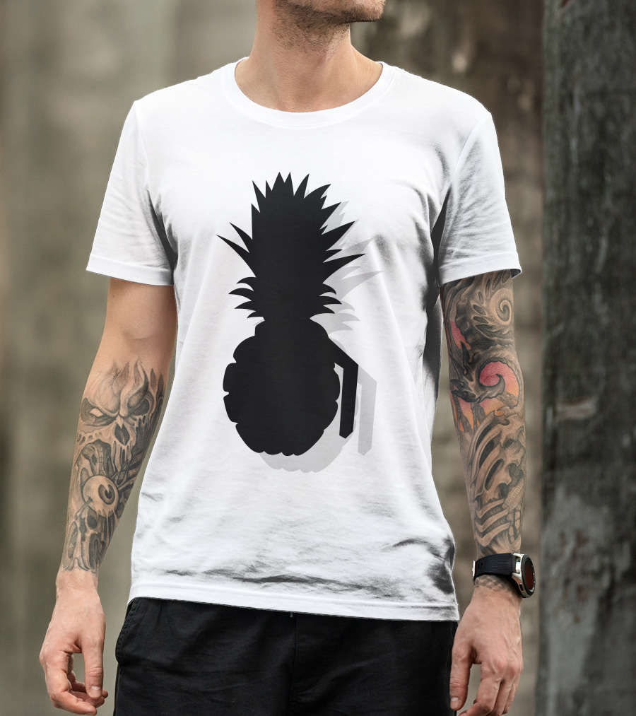 Pineapple Grenade Silhouette Black T-Shirt