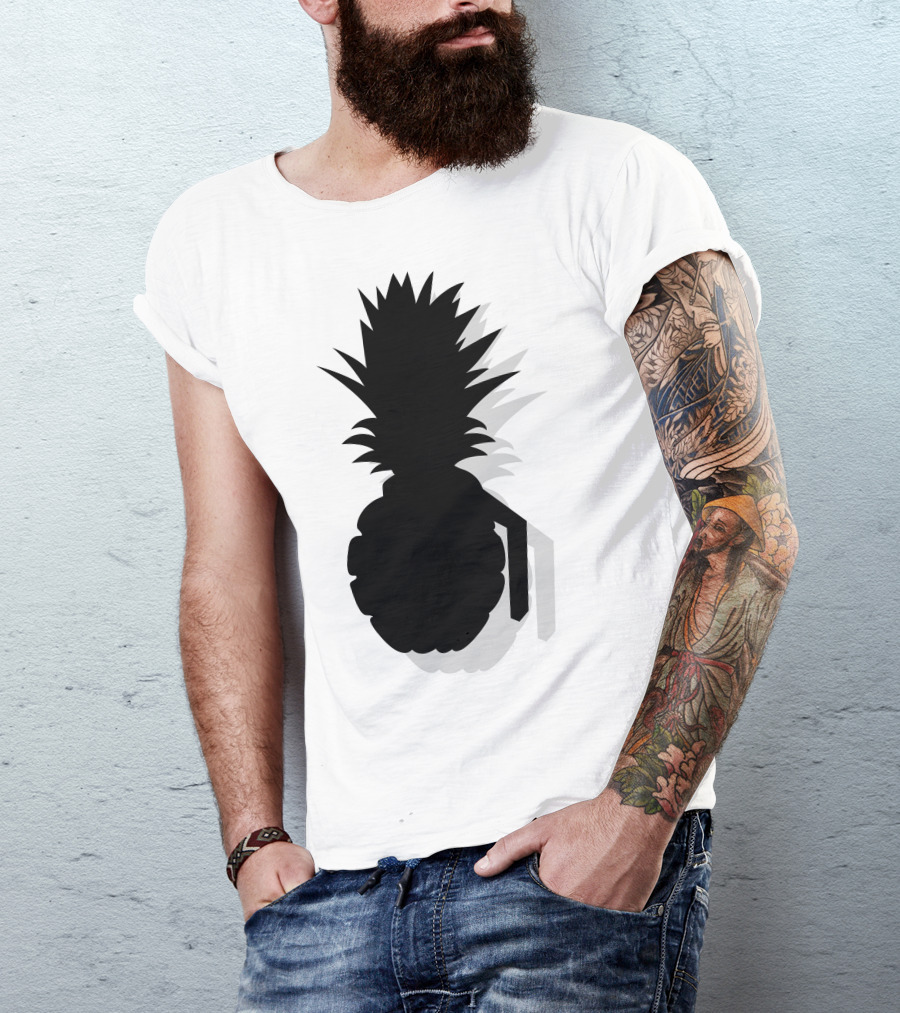 Pineapple Grenade Silhouette Black T-Shirt