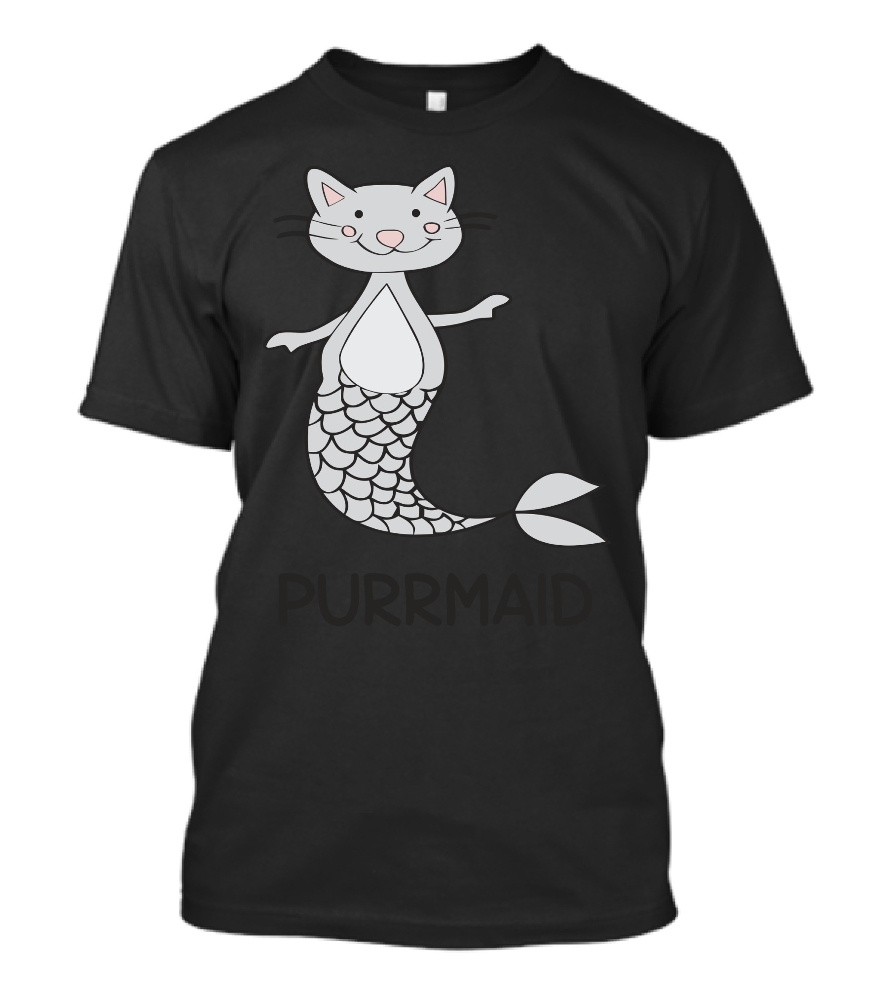 Purrmaid Funny Kitty Cat Mermaid With Whiskers And Fish Tail T-Shirt