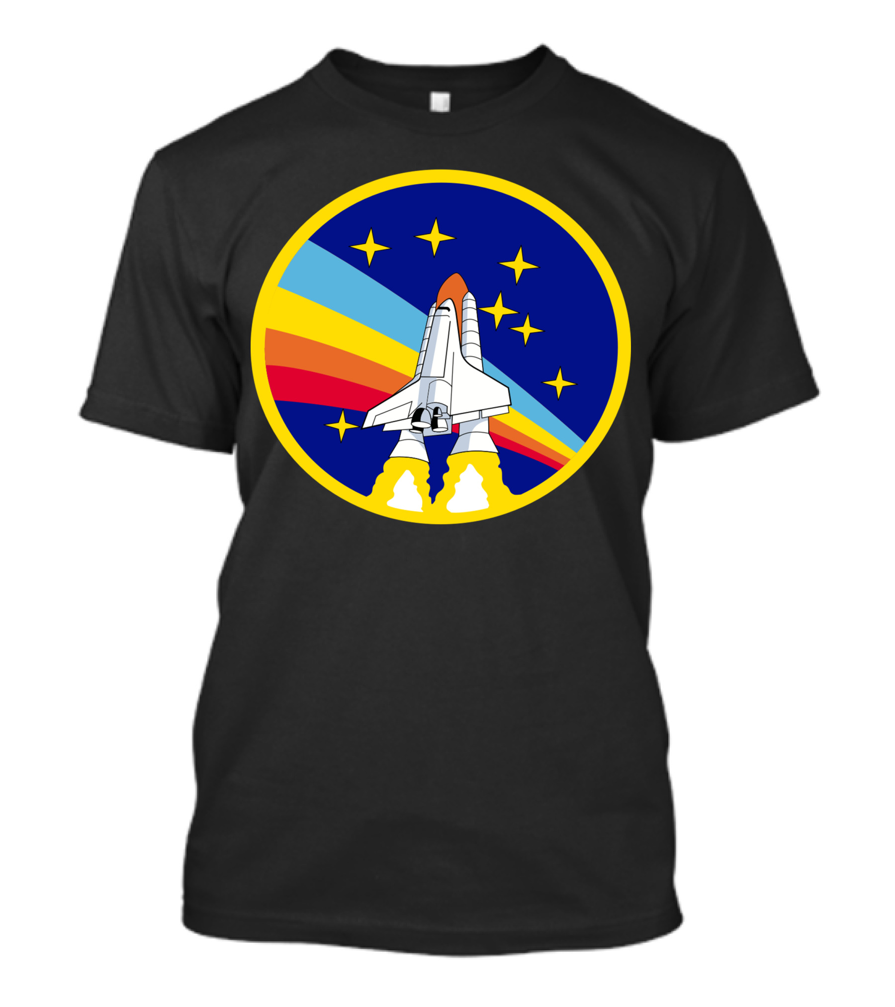 Rocket Space Shuttle And Stars Emblem T-Shirt