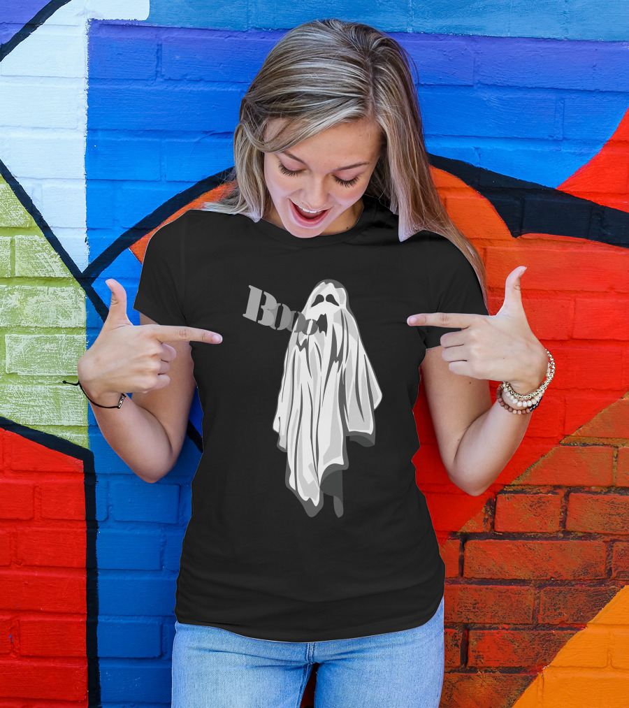 Booo Scary Ghost Sheet Halloween T-Shirt