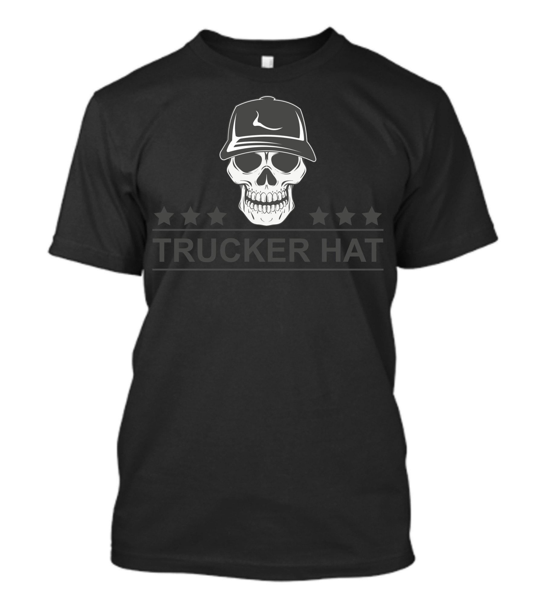 Skull Trucker Hat Five Stars T-Shirt