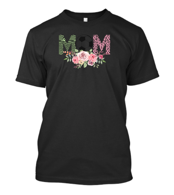 MOM Soccer Floral Zebra Leopard T-Shirt