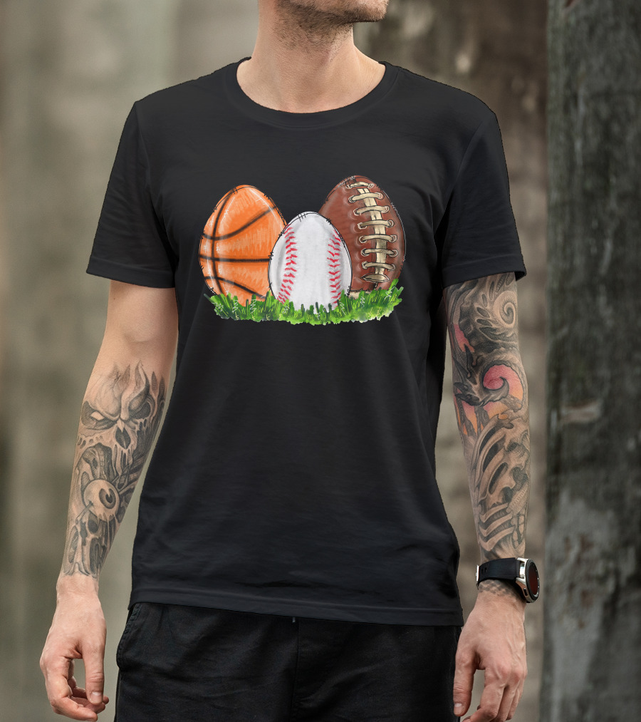 Basketball Baseball Football Easter Eggs T-Shirt