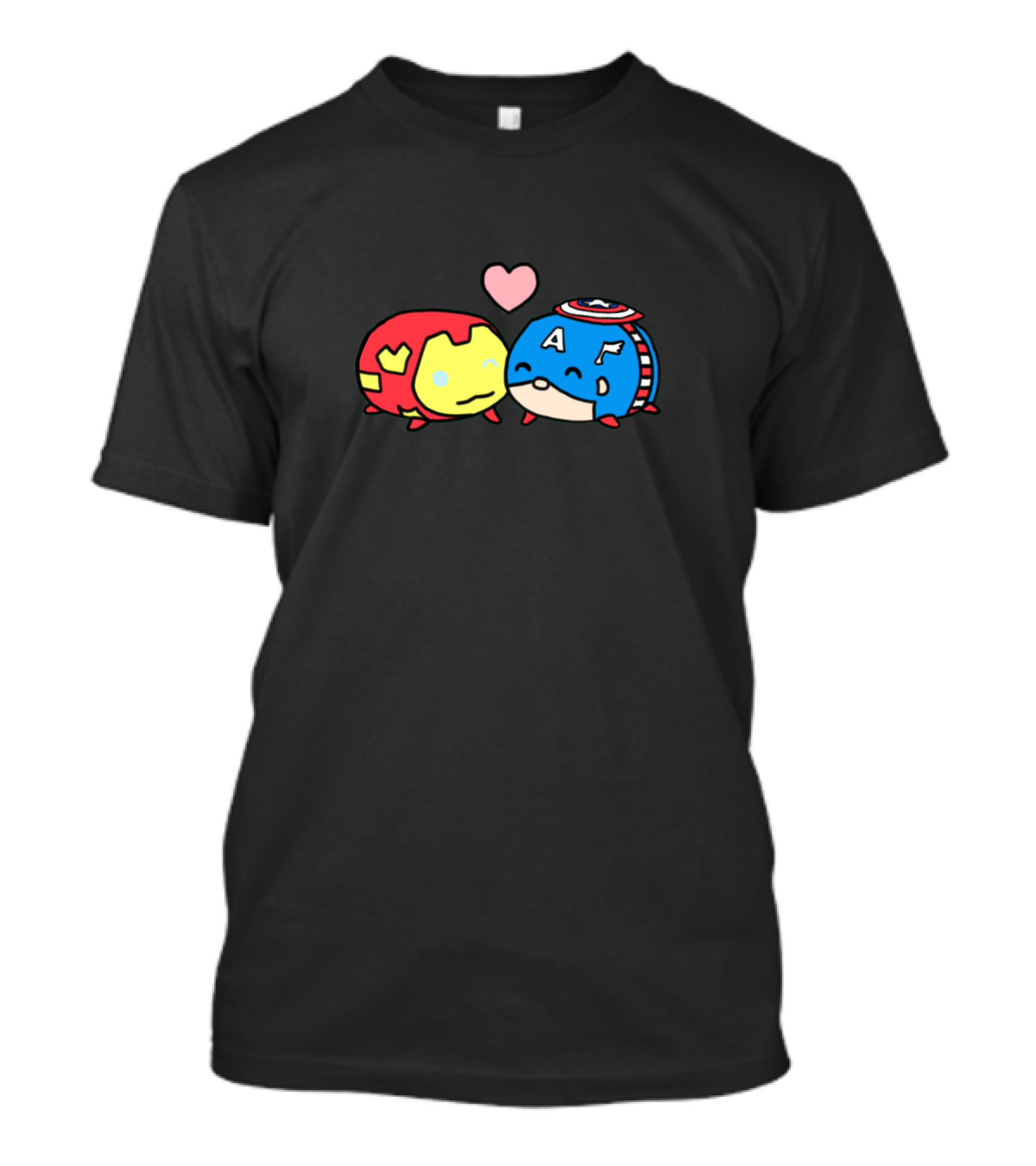 Stony Marvel Tsum Tsum Iron Man Captain America Cuddling With Heart T-Shirt