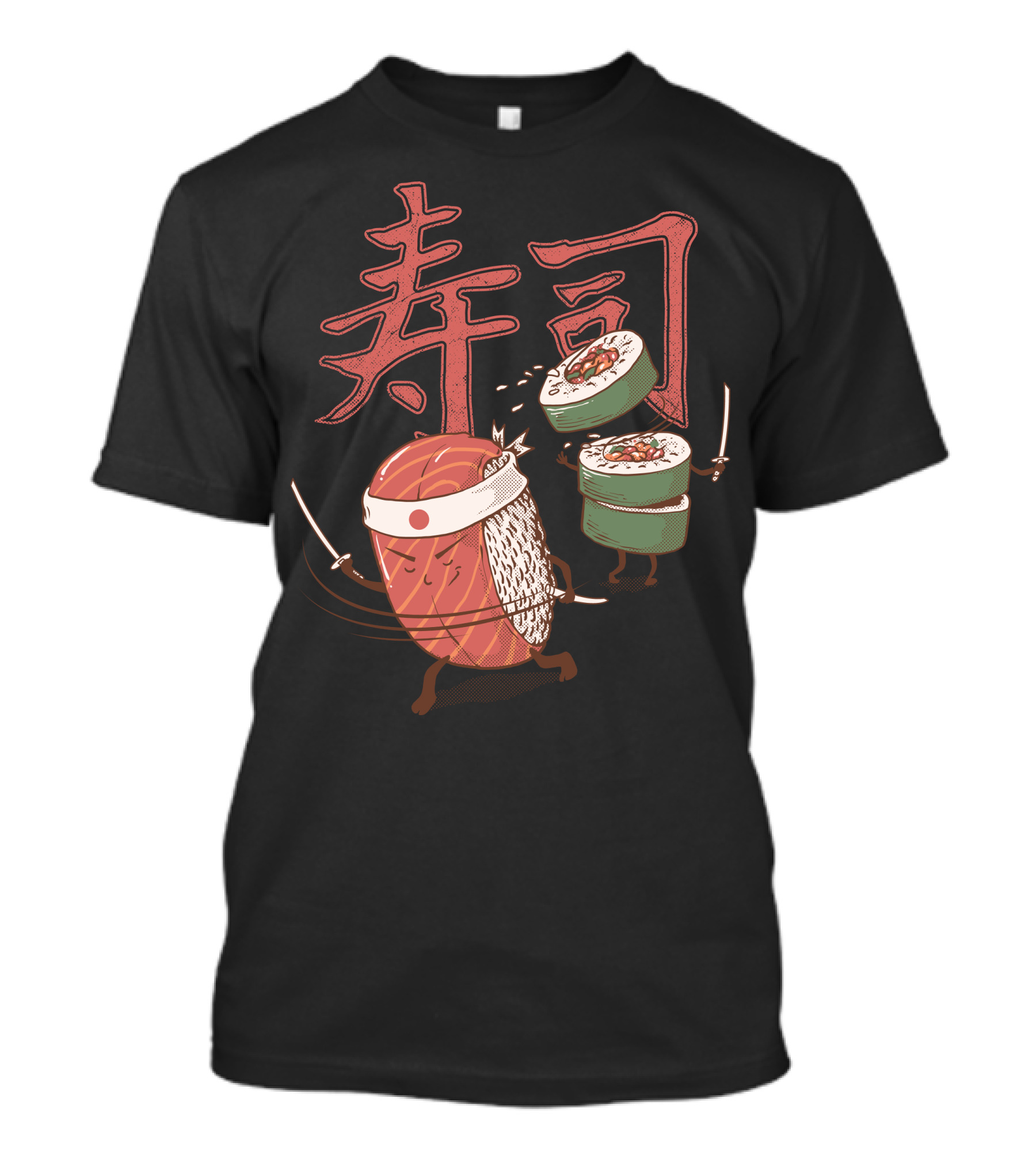 Sushi Warrior Battling Samurai Roll T-Shirt