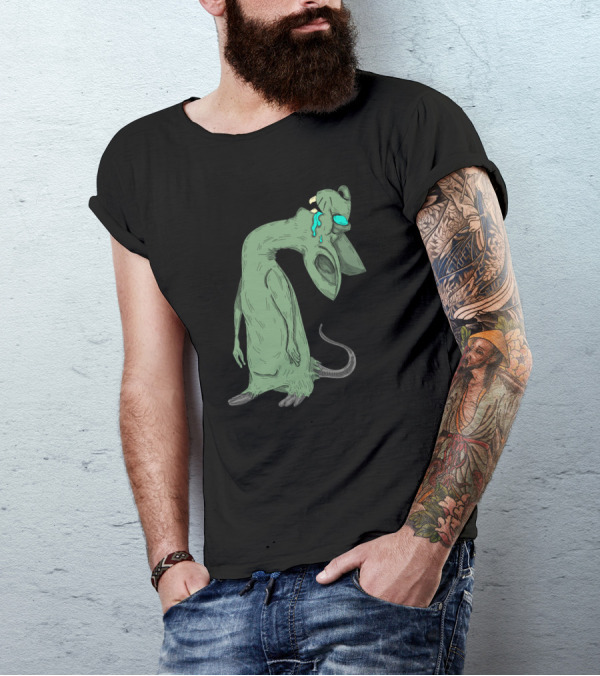 Tired Crying Green Mouse Creature T-Shirt