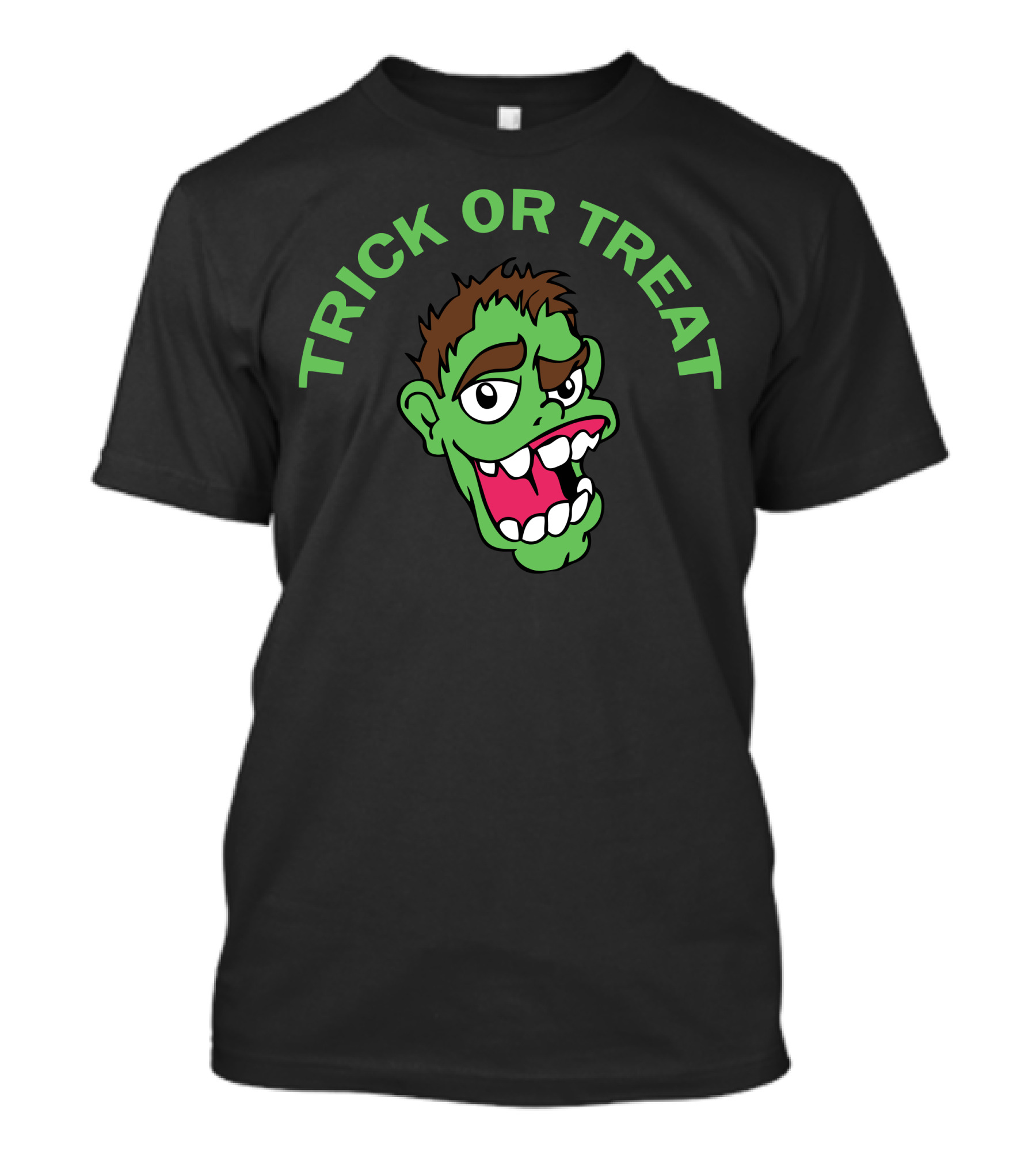 Trick Or Treat Zombie Head Cartoon T-Shirt