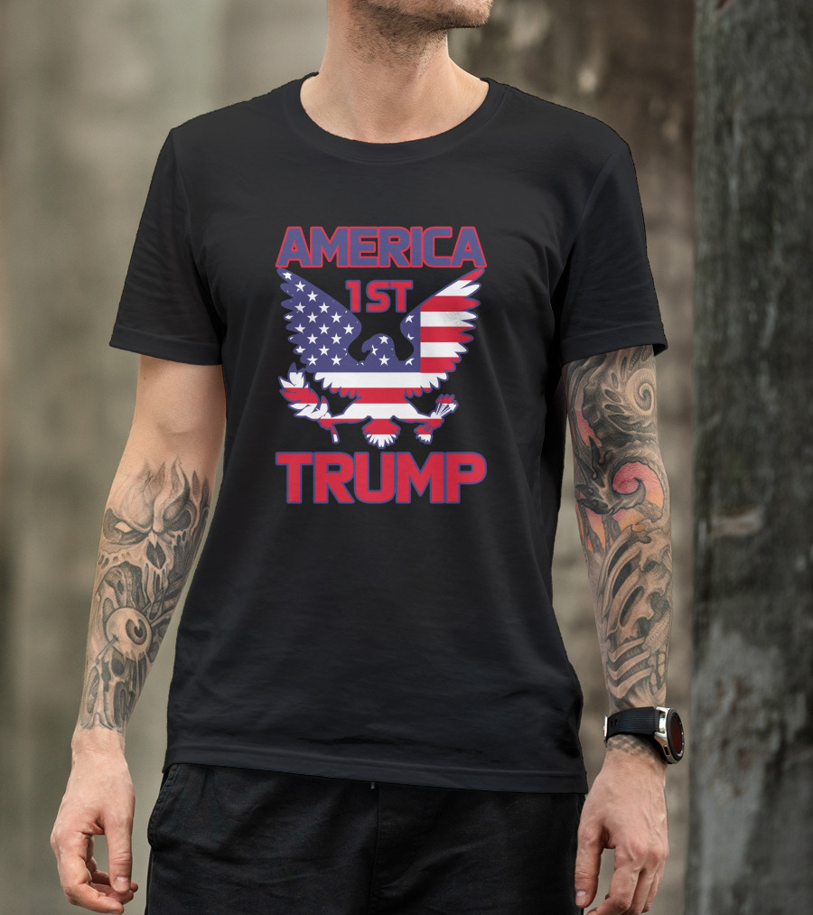 TRUMP AMERICA 1ST EAGLE FLAG COLORS T-Shirt