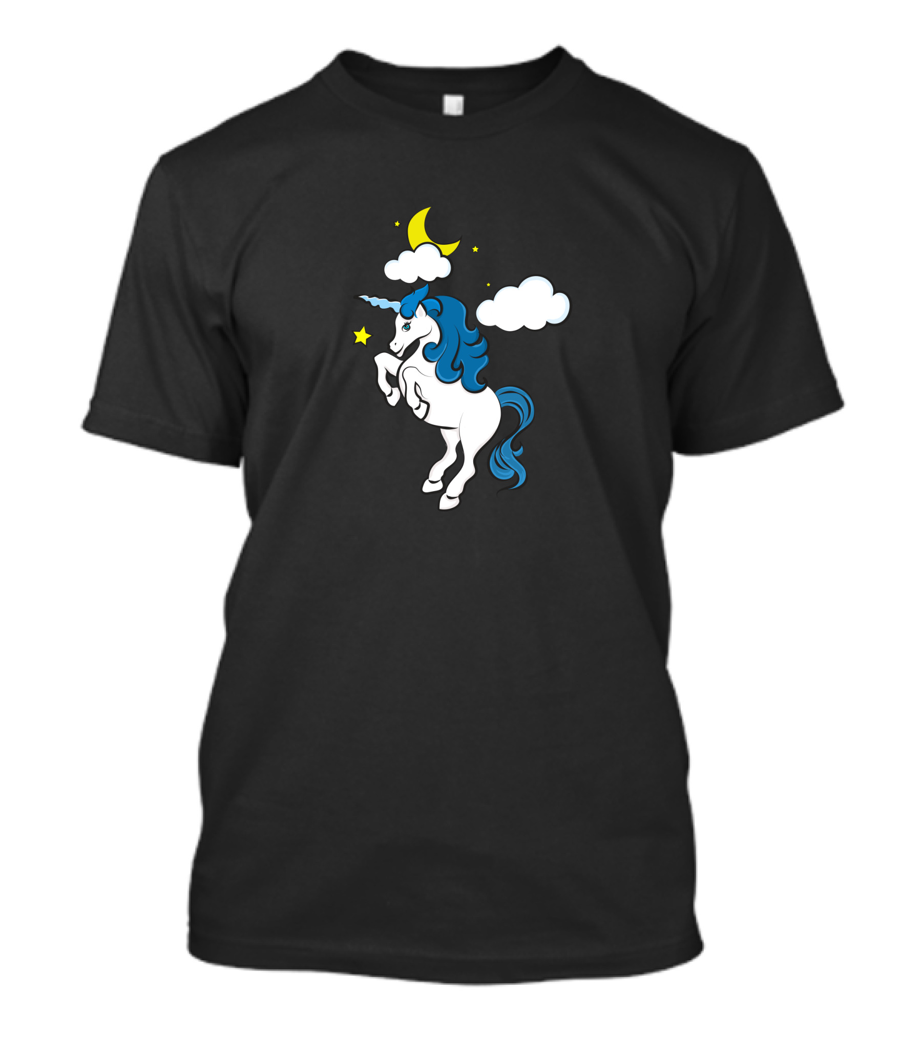 Unicorn Drawing Moon Stars And Clouds T-Shirt