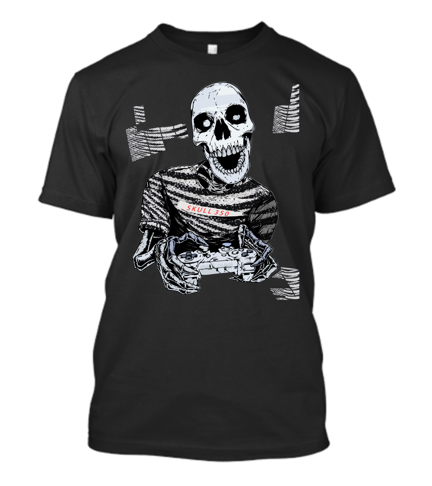 Skull 350 Zebra Gamer Skeleton Controller T-Shirt
